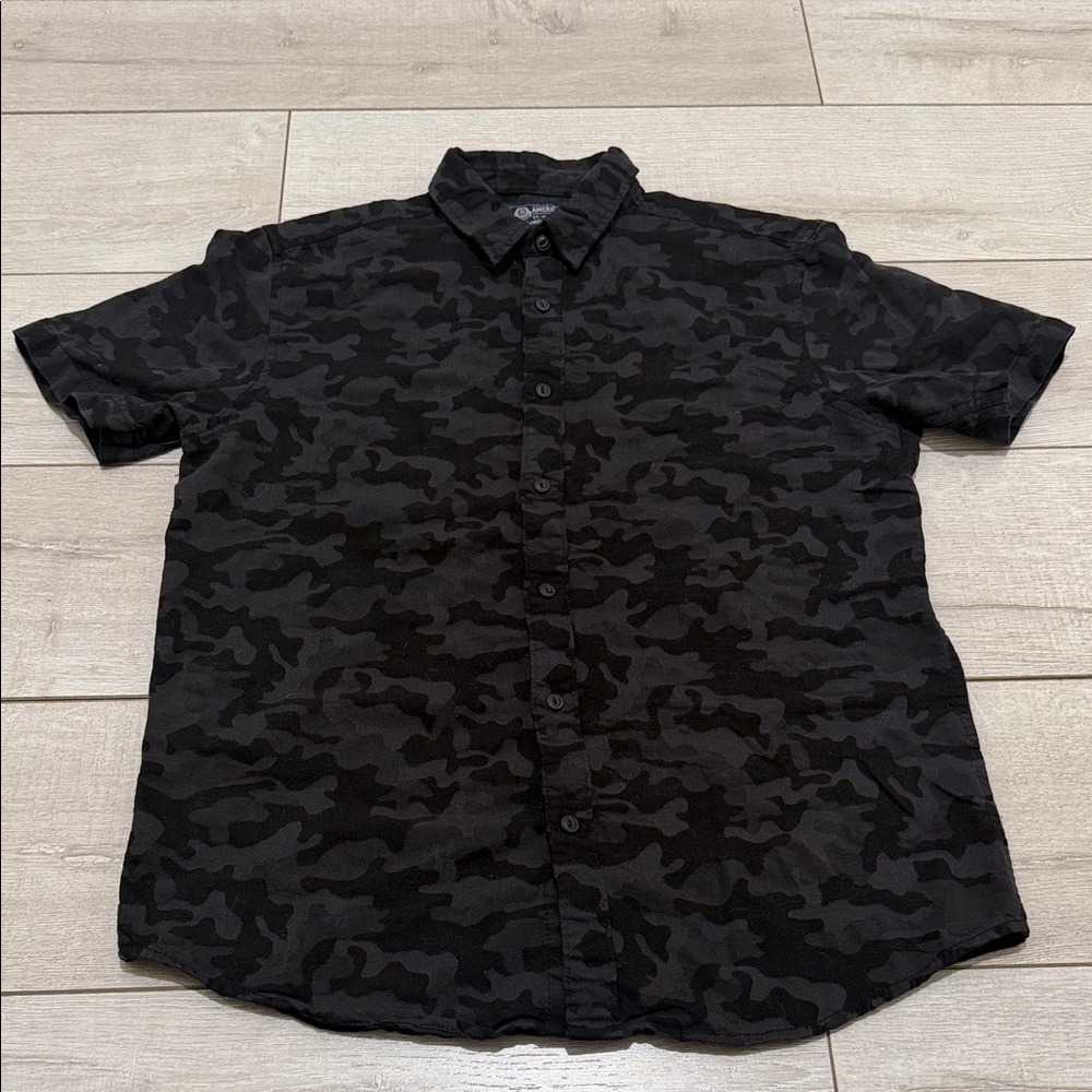 American Rag Men's Dark Camouflage Button Down Shirt